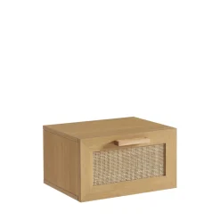 Sale Drawer JUNE Lot de 2 tables de chevet murales avec rangement en bois et cannage