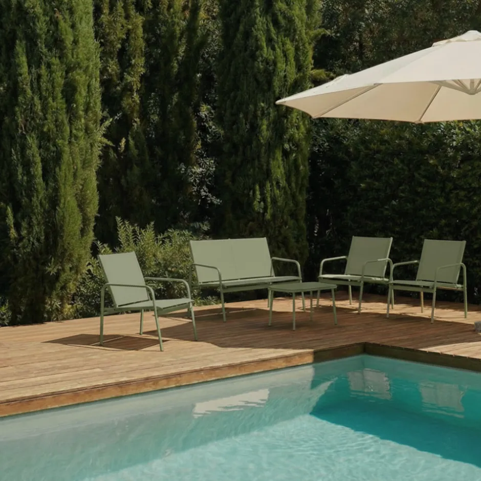 Sale Drawer KALLIA Salon de jardin 4 personnes en acier traité et textilène