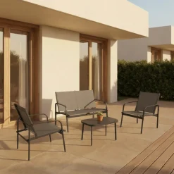 Sale Drawer KALLIA Salon de jardin 4 personnes en acier traité et textilène