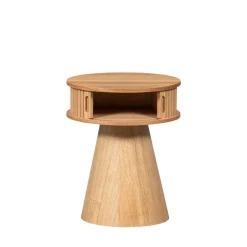 New Woood KARRI Table de chevet 2 portes coulissantes en bois