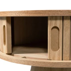 New Woood KARRI Table de chevet 2 portes coulissantes en bois