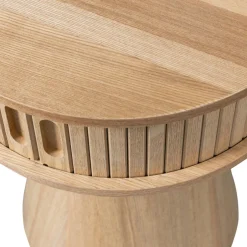 New Woood KARRI Table de chevet 2 portes coulissantes en bois