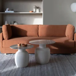 Clearance No name KARULA Table basse ronde effet travertin ø60cm
