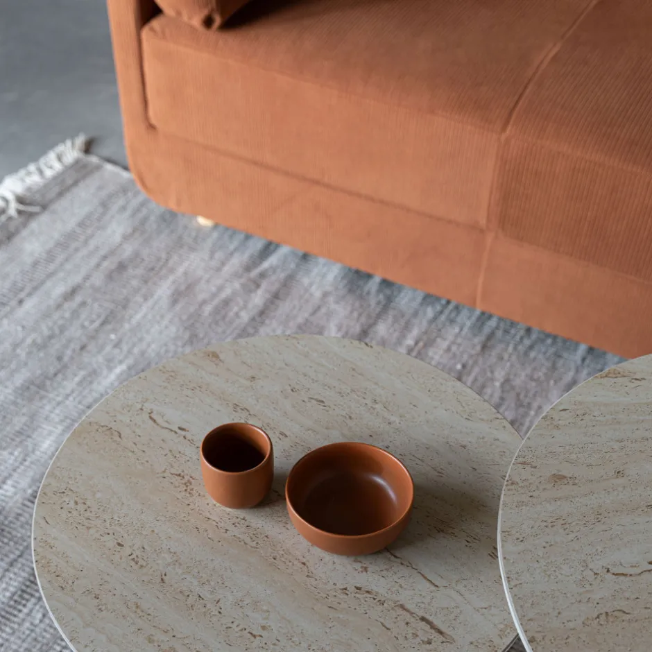 Hot No name KARULA Table d'appoint ronde effet travertin ø50cm