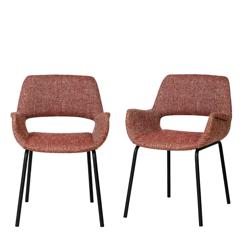 Drawer KENDY Lot de 2 fauteuils de table en tissu et métal