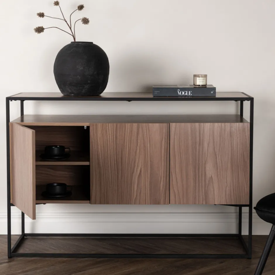 Online Venture Home KINGSPORT Buffet 3 portes en bois et métal L120cm