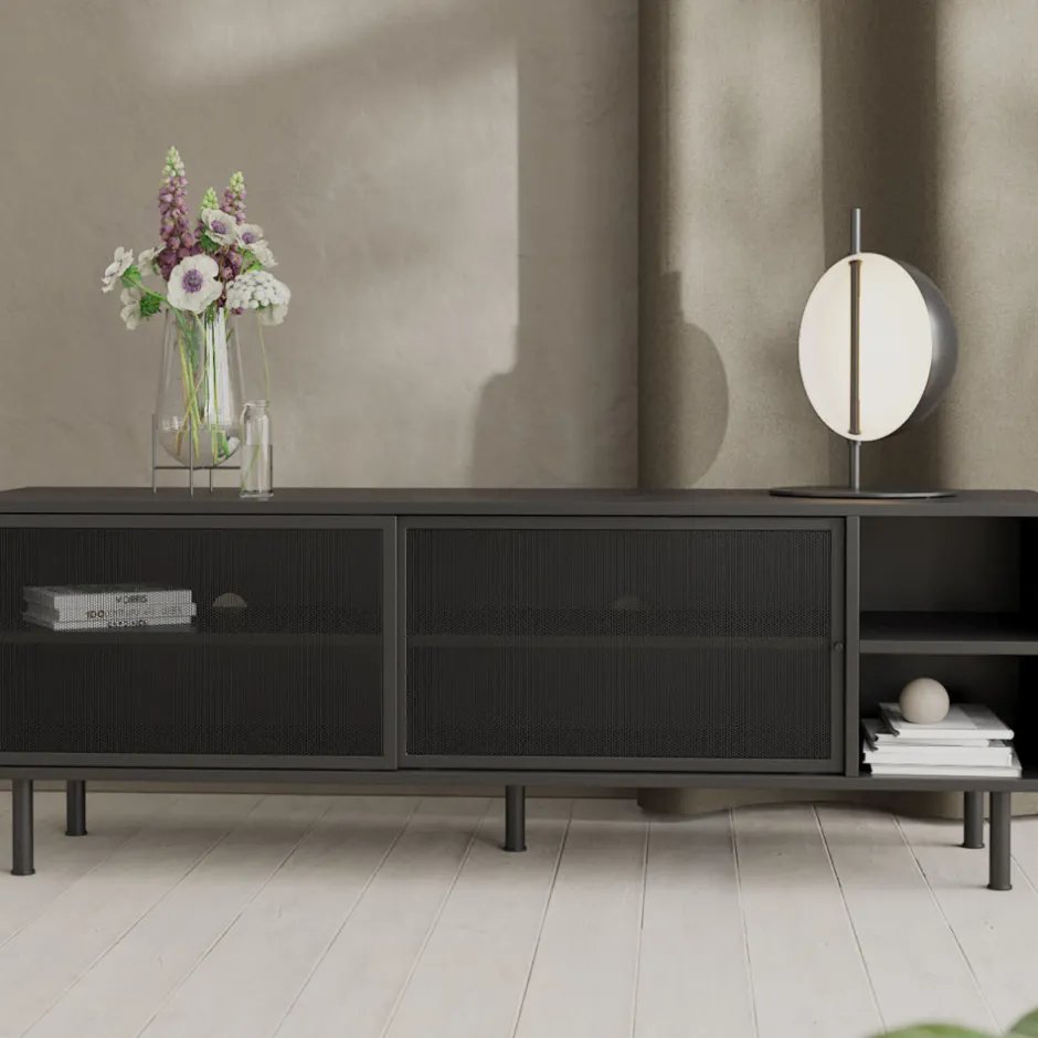 Discount No name KISO Meuble TV 2 portes, 2 niches en métal L160cm