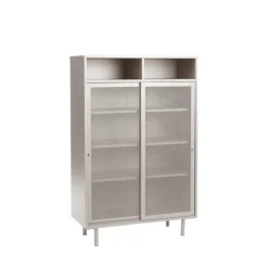 No name KISO Vaisselier 2 portes, 2 niches en métal H140cm