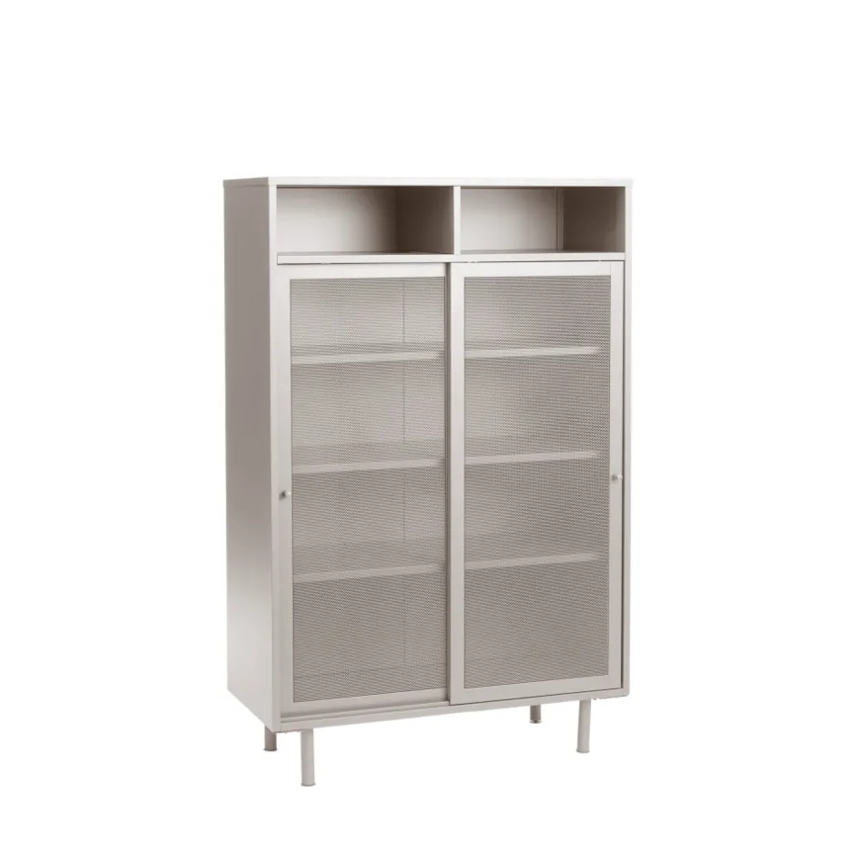 No name KISO Vaisselier 2 portes, 2 niches en métal H140cm