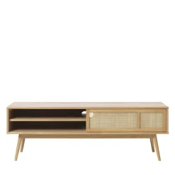 Best No name KIYO Meuble tv 2 portes en bois et cannage L150cm
