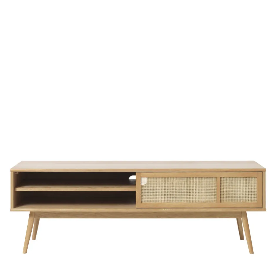 Best No name KIYO Meuble tv 2 portes en bois et cannage L150cm