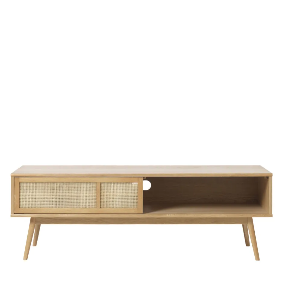Best No name KIYO Meuble tv 2 portes en bois et cannage L150cm