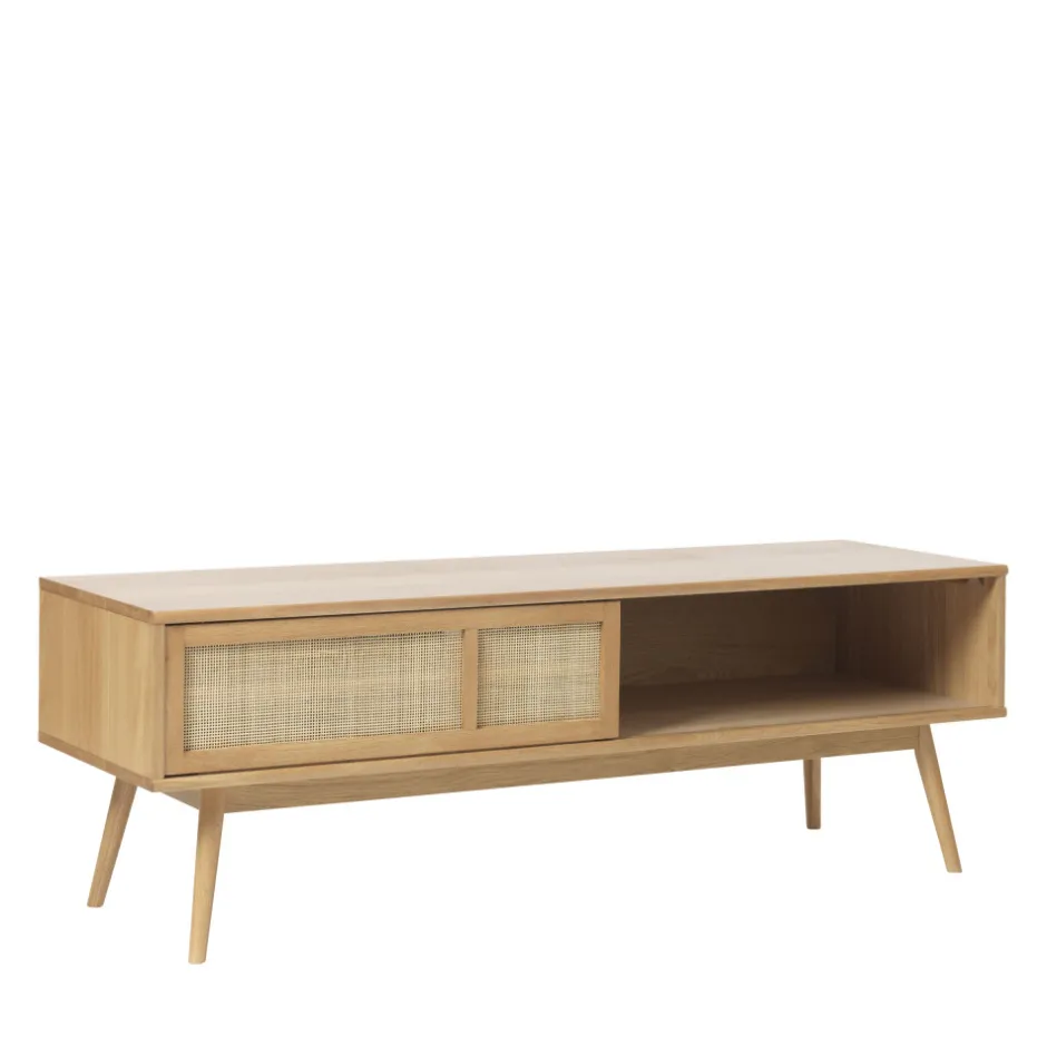 Best No name KIYO Meuble tv 2 portes en bois et cannage L150cm