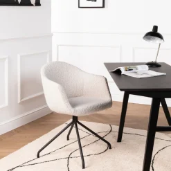 Clearance Drawer KOOIJ Chaise de bureau en tissu bouclette et métal