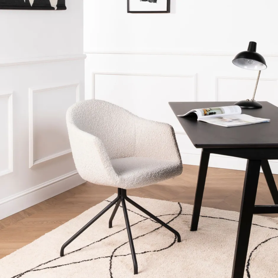 Clearance Drawer KOOIJ Chaise de bureau en tissu bouclette et métal