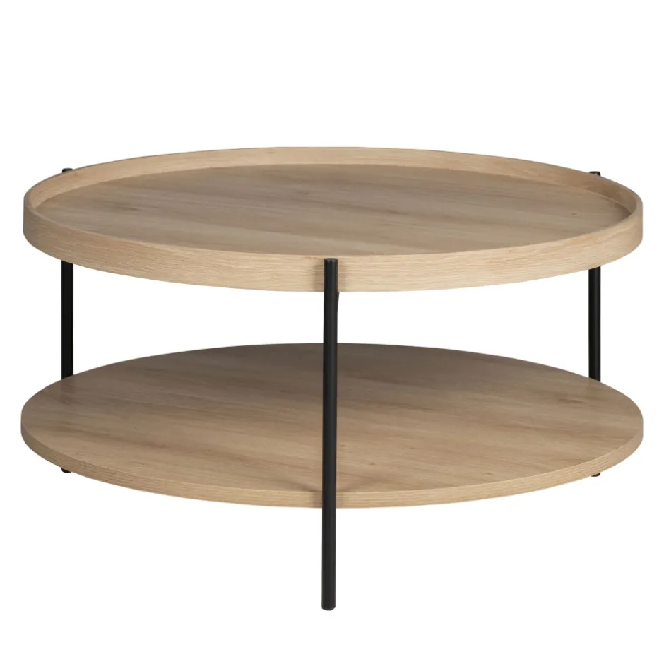 New Drawer KORRO Table basse ronde en bois et métal ø80cm