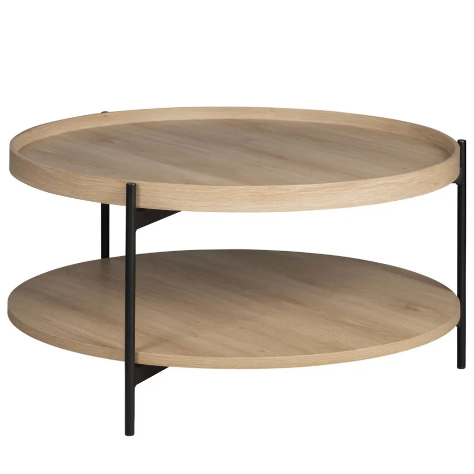 New Drawer KORRO Table basse ronde en bois et métal ø80cm