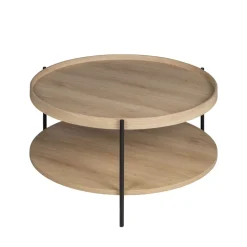 New Drawer KORRO Table basse ronde en bois et métal ø80cm