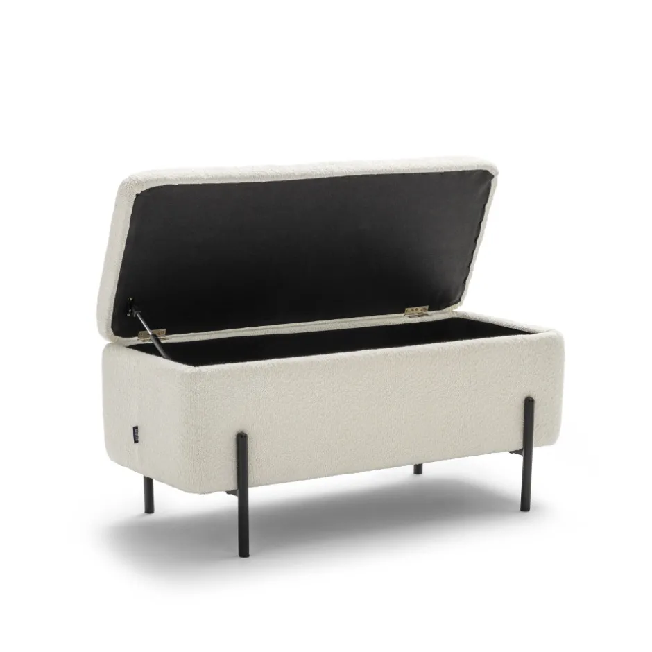Online Drawer KOS Banc coffre en tissu bouclette et métal L100cm