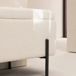 Online Drawer KOS Banc coffre en tissu bouclette et métal L100cm