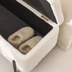 Online Drawer KOS Banc coffre en tissu bouclette et métal L100cm