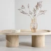 New Venture Home KRILLE Table basse ovale effet travertin 120x60cm