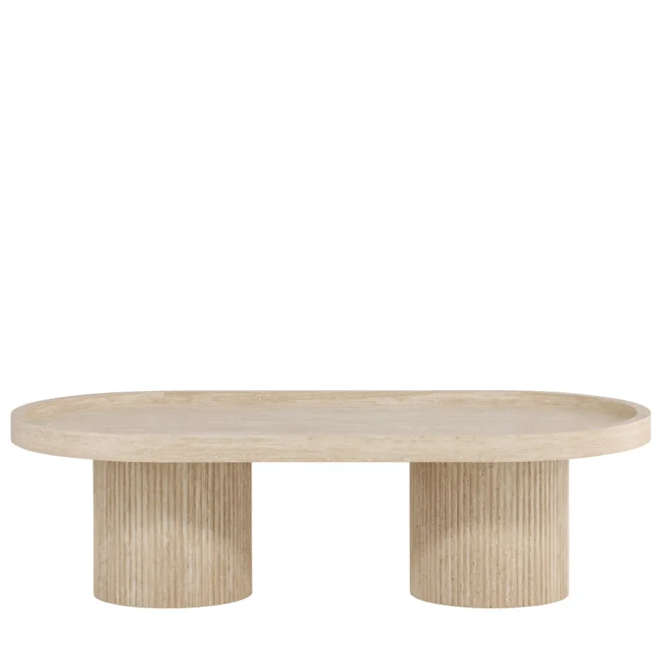 New Venture Home KRILLE Table basse ovale effet travertin 120x60cm