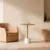 Hot House Nordic LECCO Table d'appoint en effet laiton et marbre ø41cm