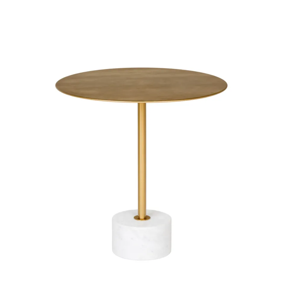 Discount House Nordic LECCO Table d'appoint en effet laiton et marbre ø51cm