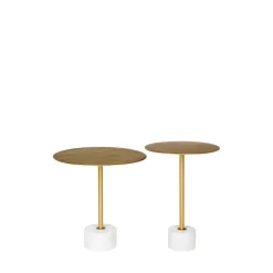 Discount House Nordic LECCO Table d'appoint en effet laiton et marbre ø51cm