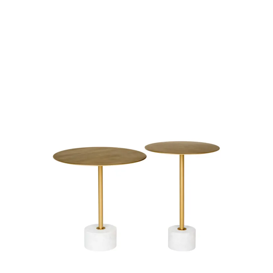 Discount House Nordic LECCO Table d'appoint en effet laiton et marbre ø51cm