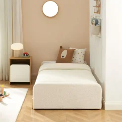 Sale No name LEONA Lit enfant en tissu bouclette 90x190cm