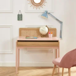 Online No name LILOU Bureau enfant 1 tiroir en bois et cannage H95cm