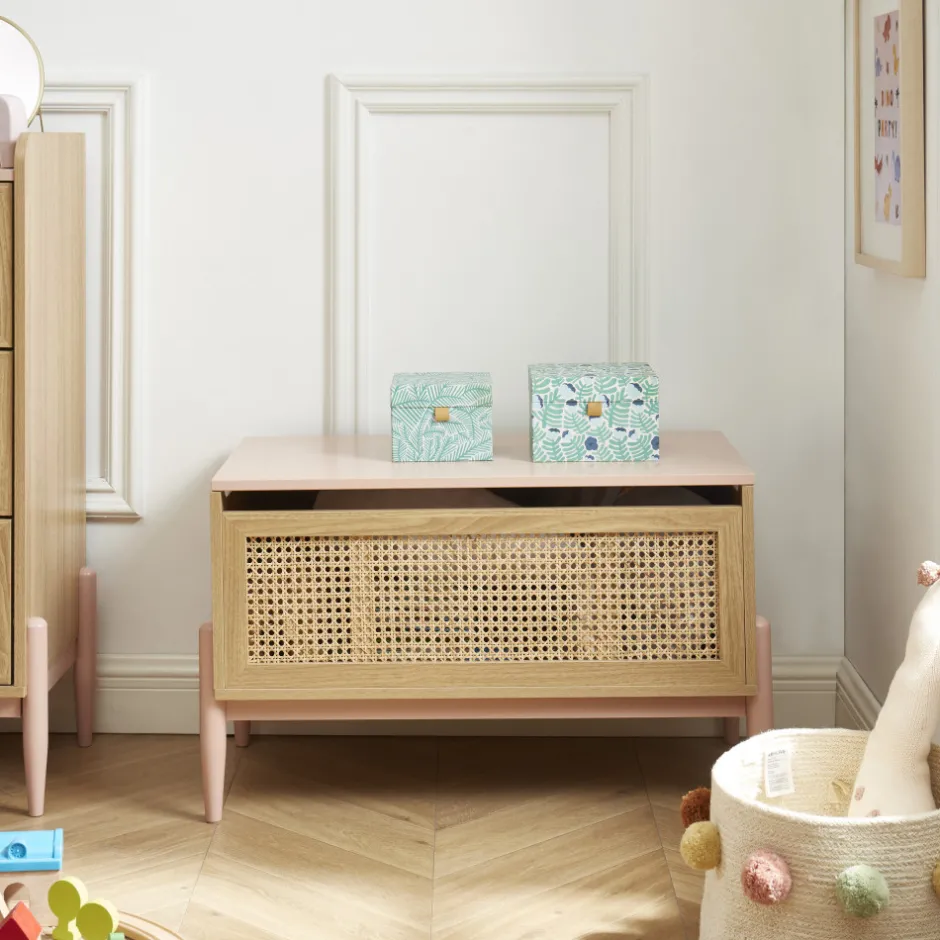 Online No name LILOU Coffre de rangement enfant en bois et cannage L74cm