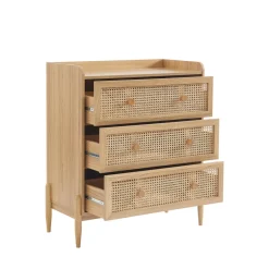 Clearance No name LILOU Commode enfant 3 tiroirs en bois et cannage 80cm