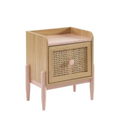 New No name LILOU Table de chevet enfant 1 tiroir en bois et cannage