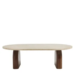 Discount Drawer LIPALI Table basse en effet travertin et bois 100x60cm