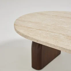 Discount Drawer LIPALI Table basse en effet travertin et bois 100x60cm