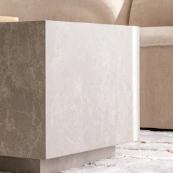 Online Drawer LIPANI Table d'appoint carrée effet marbre 40x40cm