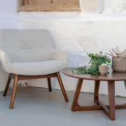 Online House Nordic LONDON Fauteuil en tissu et pieds en bois naturel