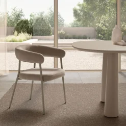 Online Drawer LORA Lot de 2 fauteuils de table en tissu et métal