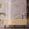 Discount Drawer LUCIE Meuble TV aux portes coulissantes en bois et métal L200cm