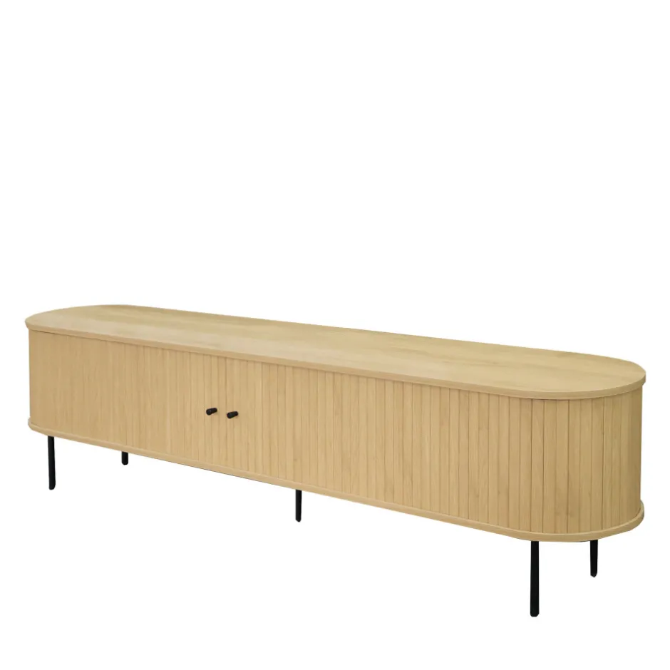 Discount Drawer LUCIE Meuble TV aux portes coulissantes en bois et métal L200cm