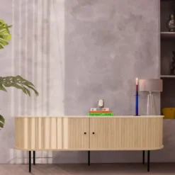 Sale Drawer LUCIE Meuble tv aux portes coulissantes en bois et métal L150cm