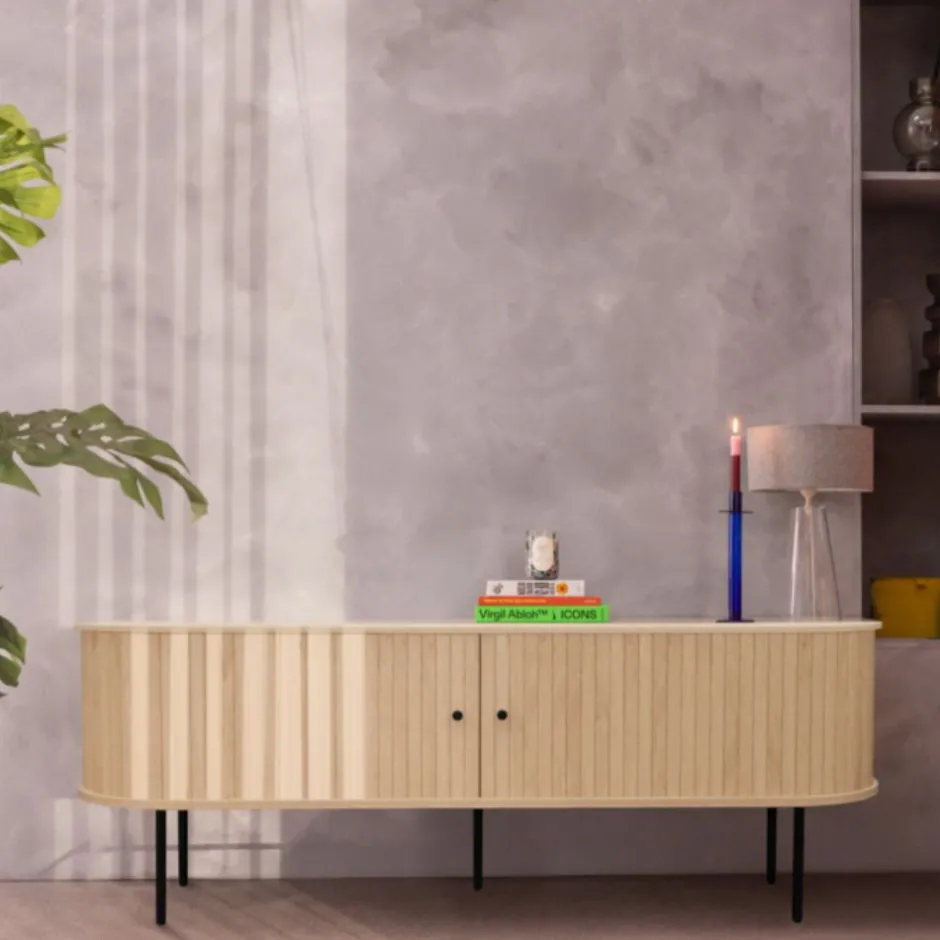 Sale Drawer LUCIE Meuble tv aux portes coulissantes en bois et métal L150cm
