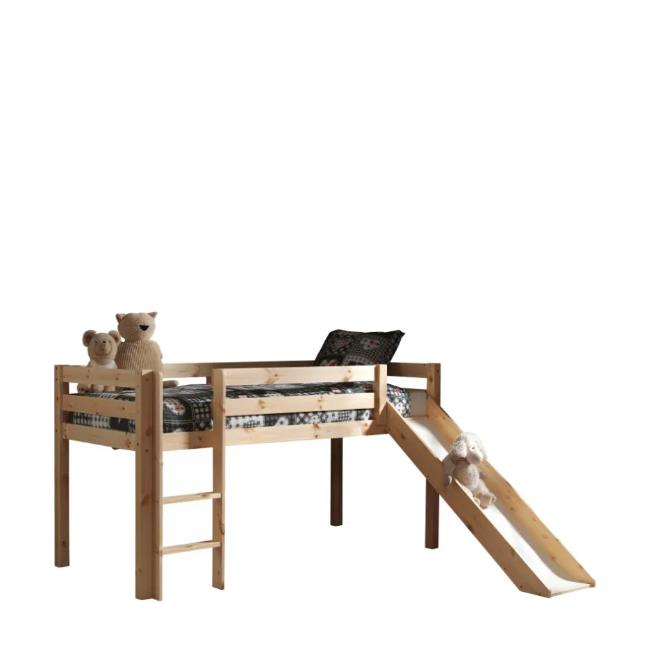 Discount Drawer LUNA Lit enfant mezzanine avec toboggan en bois 90x200cm
