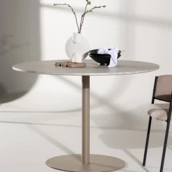 Online Venture Home LYCKE Table à manger 4 personnes ronde en effet marbre et métal