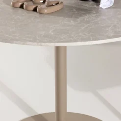 Online Venture Home LYCKE Table à manger 4 personnes ronde en effet marbre et métal