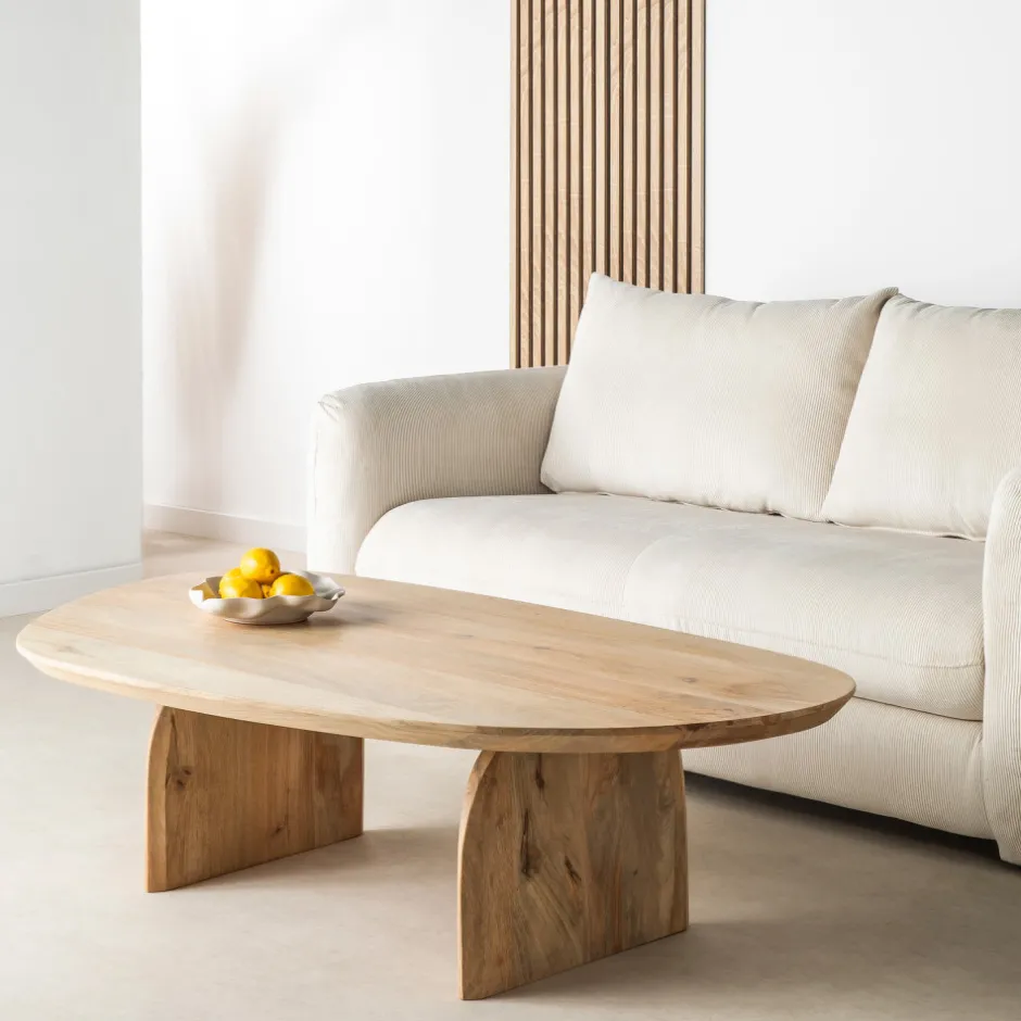 Outlet Drawer MALANG Table basse organique en bois massif de manguier
