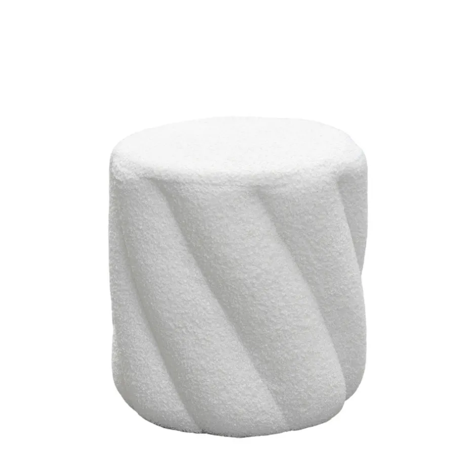 Hot Drawer MALLOW Pouf rond en tissu bouclette ø37cm
